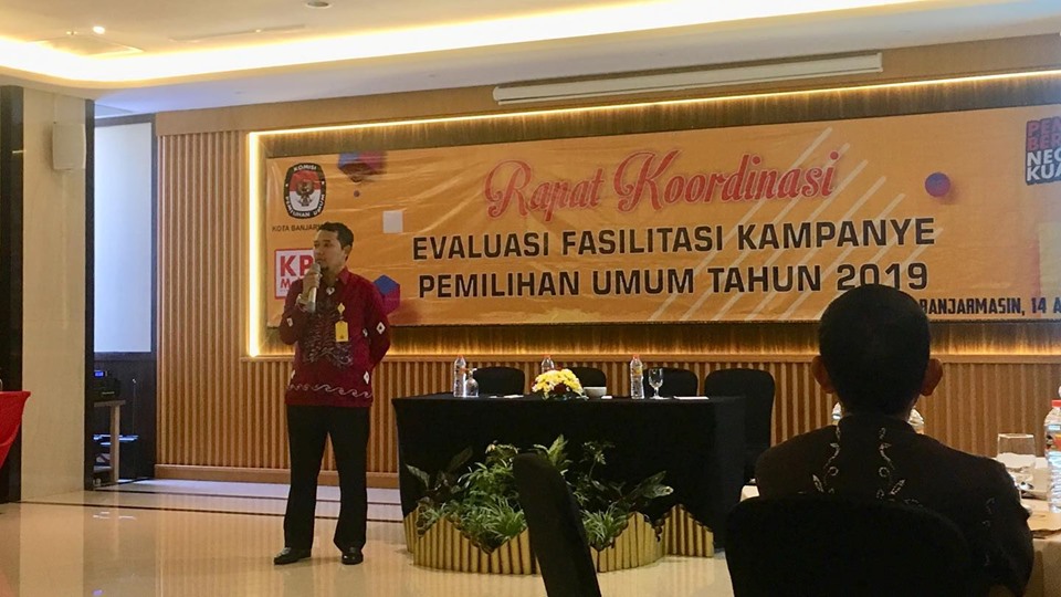 Ketua Bawaslu Kota Banjarmasin Menghadiri Rapat Koordinasi Evaluasi Fasilitas Kapanye Pemilu Tahun 2019